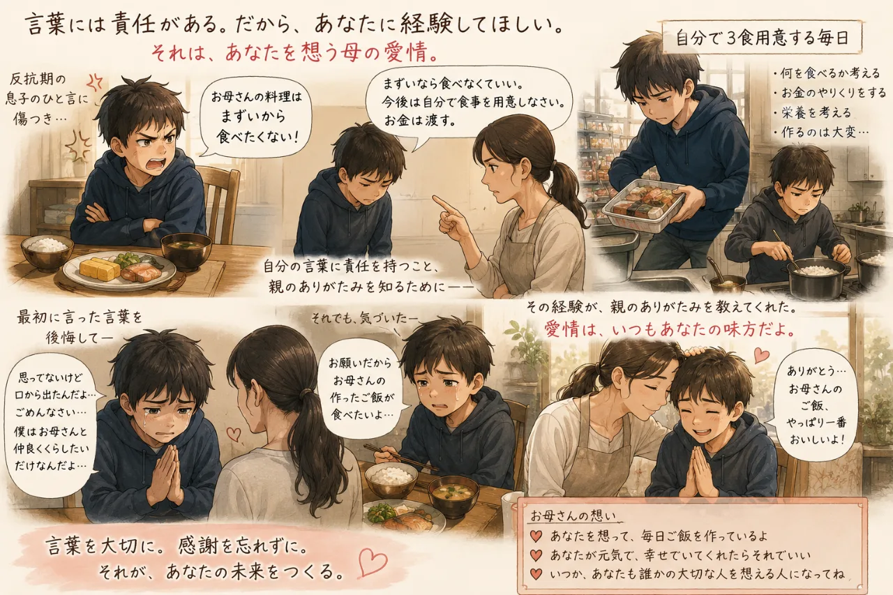 【🍚お母さんの料理はまずい！】→「お願い、お母さんのご飯が食べたい」反抗期の息子が知った“親のありがたみ”😭のサムネイル