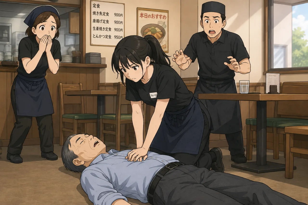 🚑「こんなこといいな」で心臓マッサージ✋19歳女性店員・ドラえもんのうたのテンポで男性客を救命👏✨のサムネイル