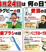 【8月24日は何の日？】🏉ラグビーの日🍶愛酒の日🦷歯ブラシの日🥣バニラヨーグルトの日のサムネイル