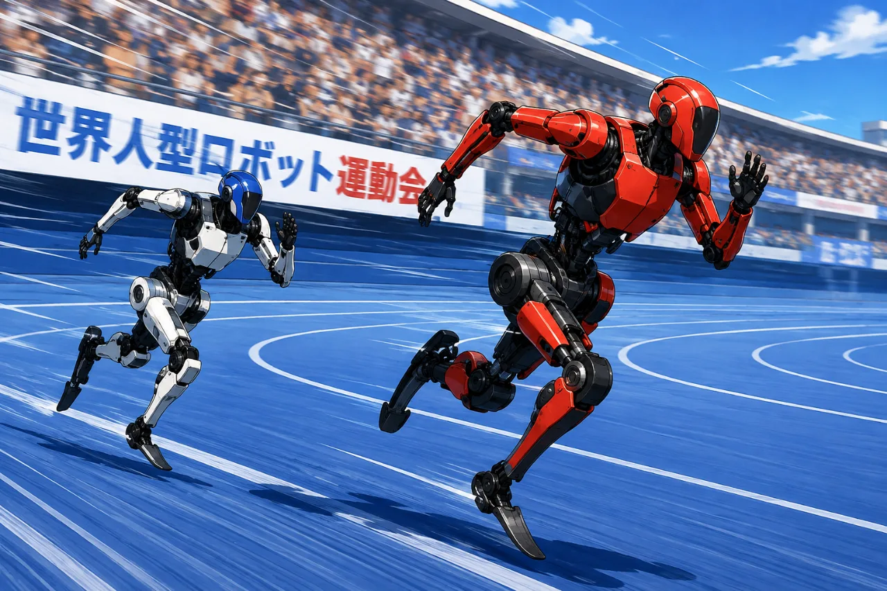 【🏃‍♂️ボルト超えロボット爆誕！🤖】100m9秒39の衝撃…速すぎてゴール後は壁へ💥😂のサムネイル