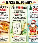 【8月25日は何の日？】🍜即席ラーメン記念日🖋️川柳発祥の日🎄サマークリスマスのサムネイル