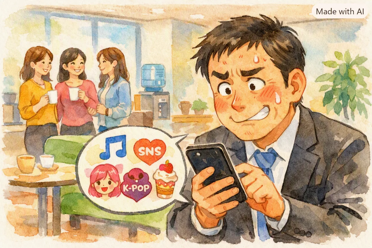 😅📱「若い子の話題についていけてる！」45歳男性の“頑張りすぎ”が痛々しい…⁉️のサムネイル