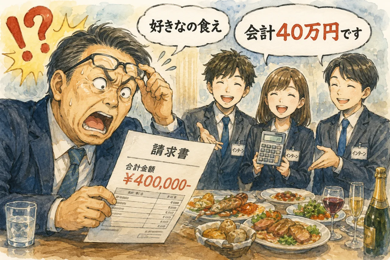 🍽️💸「好きなの食え」の結果→会計40万円！？😱 社長VSインターン・SNSで物議🔥 東大生の見解は？のサムネイル