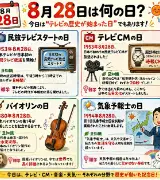 【8月28日は何の日？】📺民放テレビスタートの日📺テレビCMの日🎻バイオリンの日🌤️気象予報士の日のサムネイル