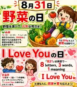 【8月31日は何の日？】🥬野菜の日❤️I Love Youの日のサムネイル