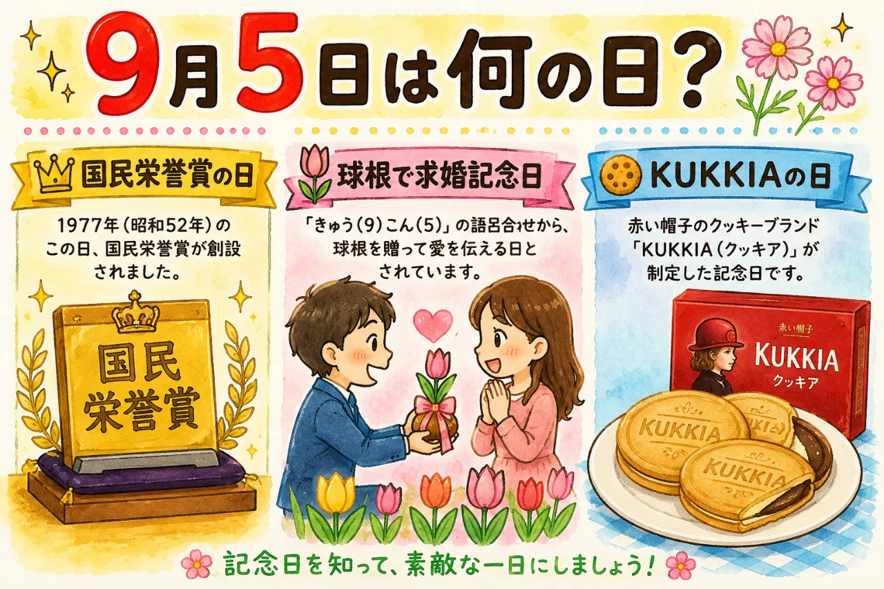 【9月5日は何の日？】👑国民栄誉賞の日🌷球根で求婚記念日🍪KUKKIAの日のサムネイル