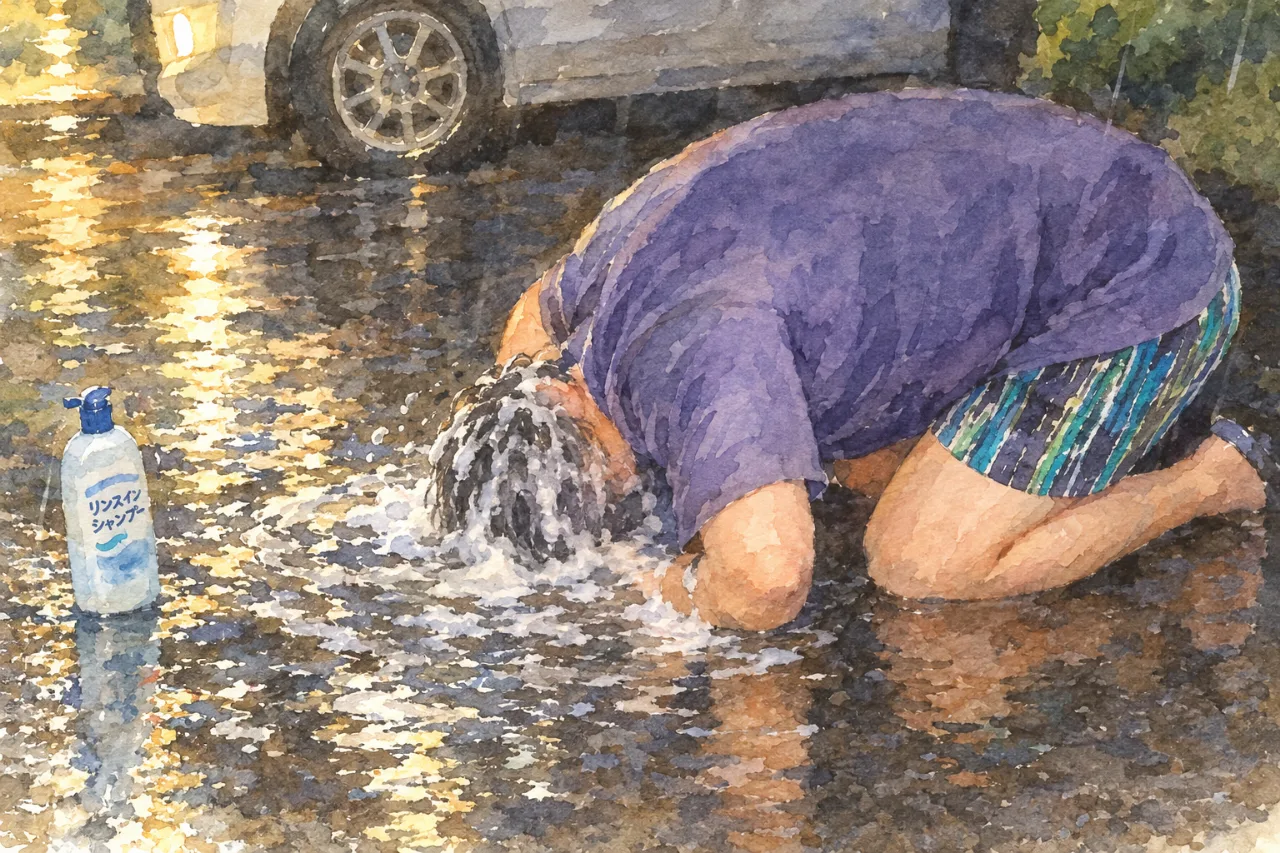 🚿「雨でシャンプーする」→水たまりに頭を突っ込んだ配信者・3日後に発熱＆血尿🤣のサムネイル