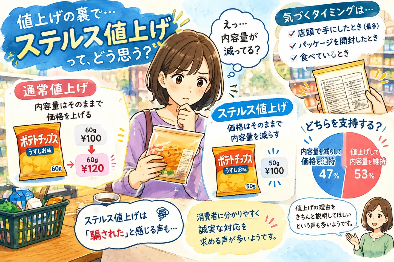 💰📦 「値段は同じなのに…」ステルス値上げ…みんなはどう感じてる？のサムネイル
