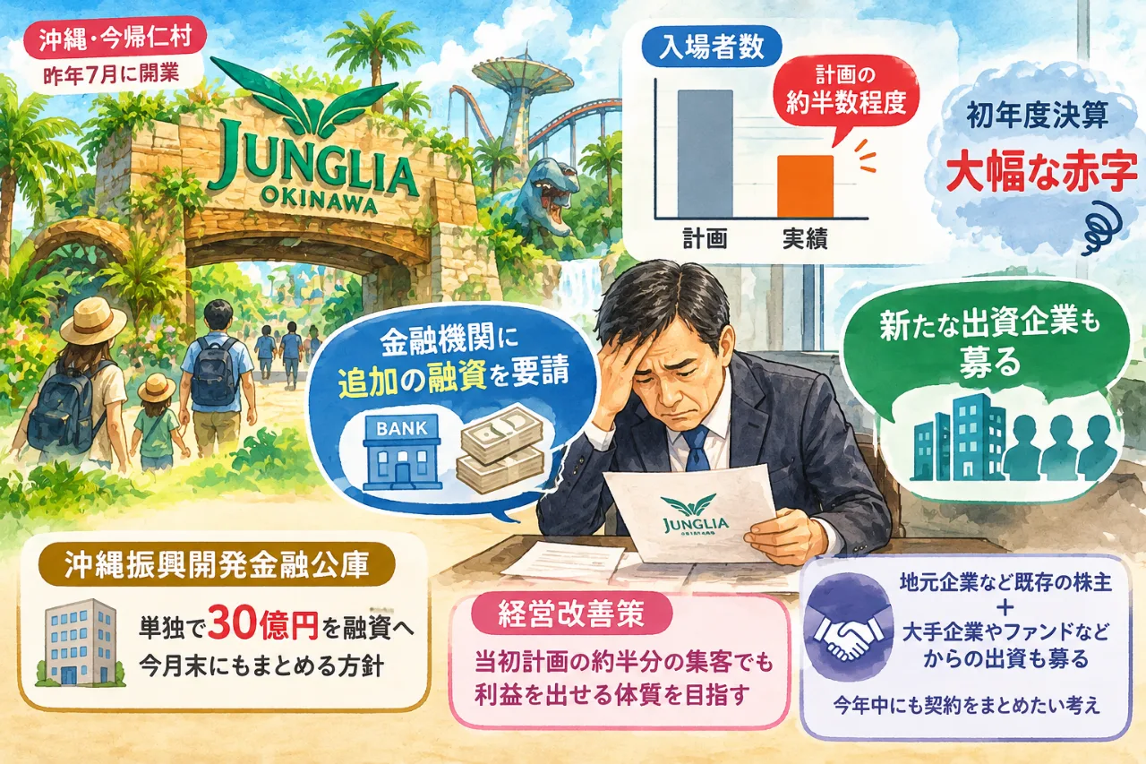 🎢ジャングリア沖縄に「資金ショート」のリスク😱追加融資・新たな出資を要請・入場者は計画の半数程度のサムネイル