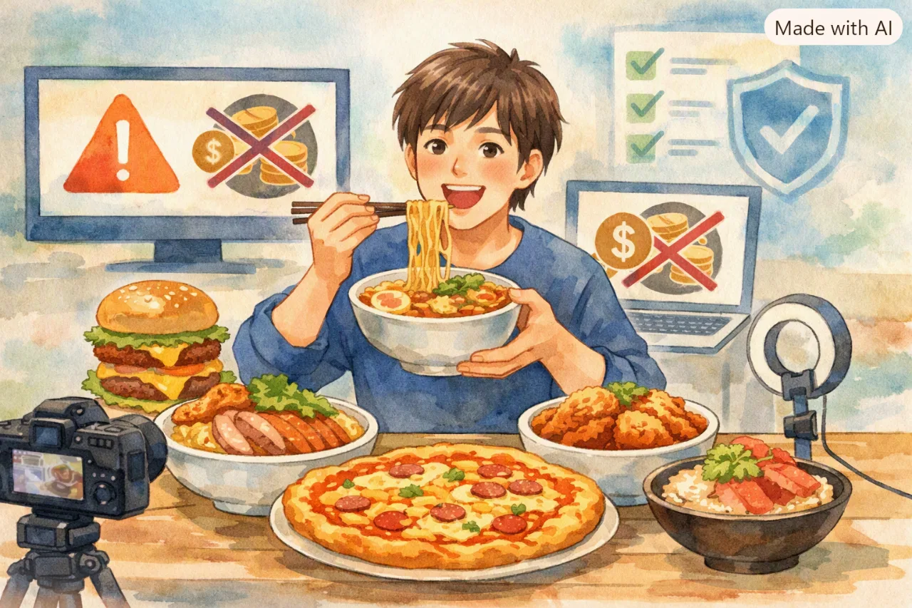 🍔「大食い動画」がピンチ？ YouTube規制強化で収益化に影響も📱のサムネイル