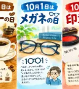 【10月1日は何の日？】☕コーヒーの日👓メガネの日🔴印章の日のサムネイル