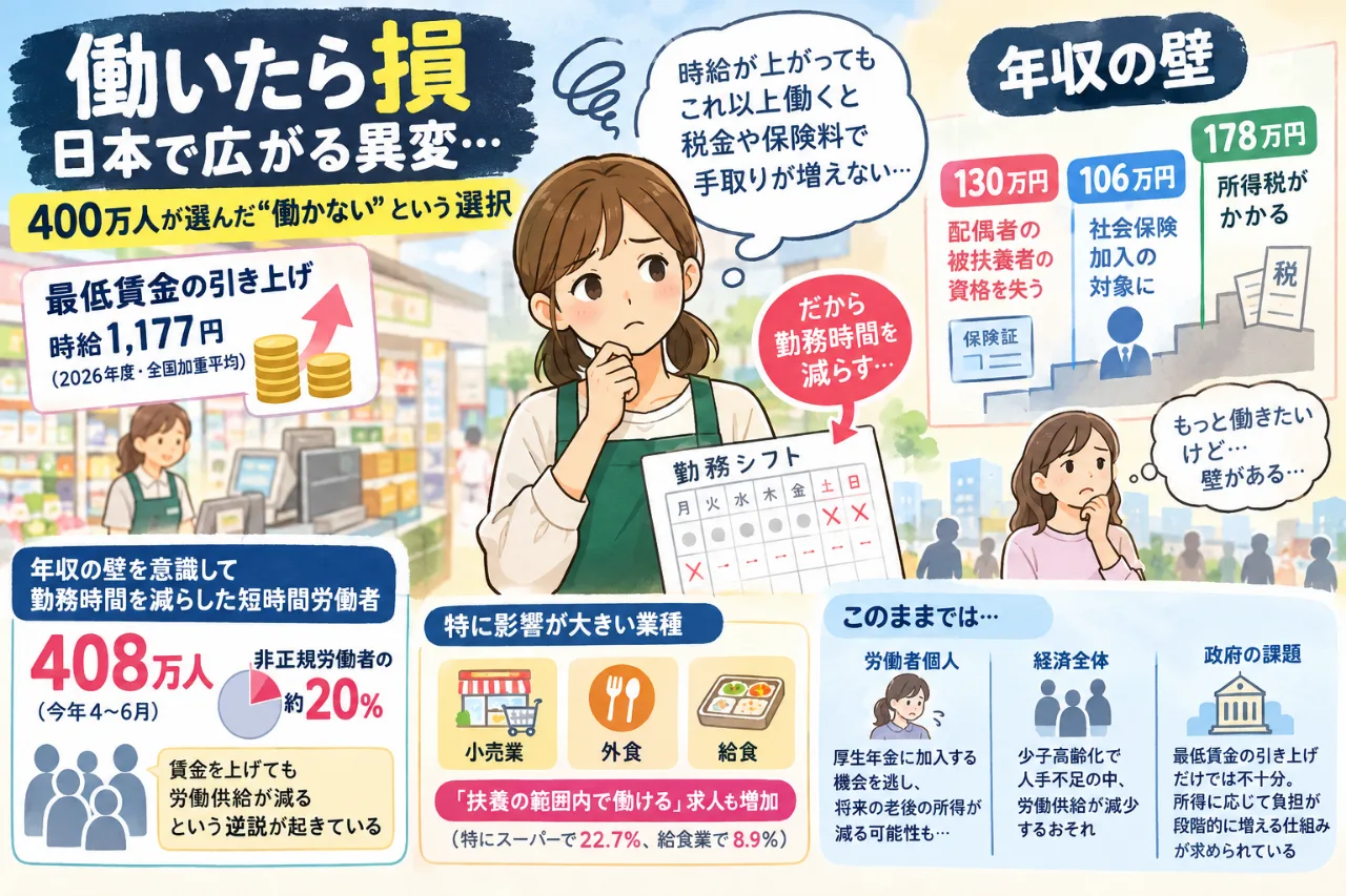 【💰「働いたら損」ってホント？】😱 年収の壁で400万人が“働かない”選択…最低賃金アップの皮肉のサムネイル
