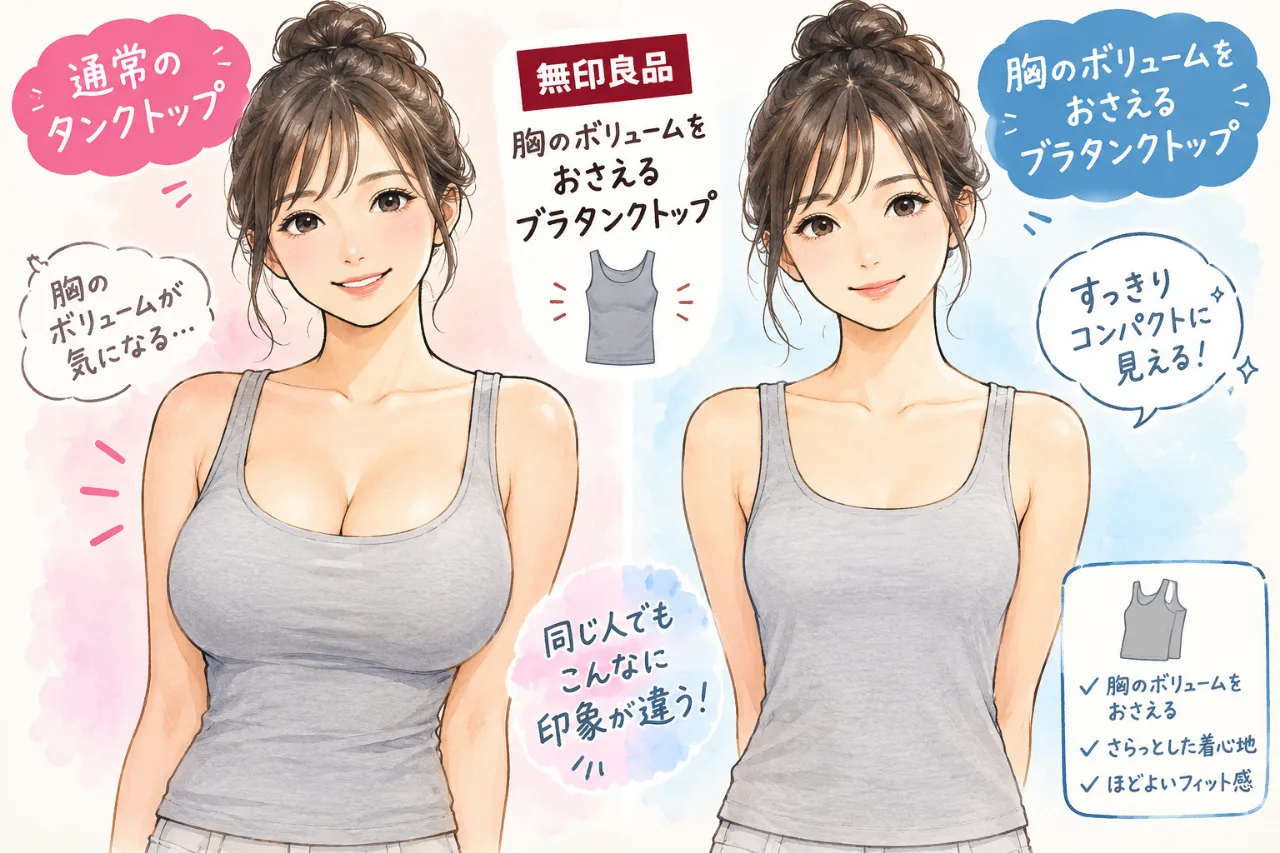👚無印良品「胸のボリュームをおさえるブラタンクトップ」🔥再販に賛否！SNSで性的コメントも…女性から批判の声💢のサムネイル