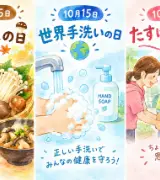 【10月15日は何の日？】🍄きのこの日🧼世界手洗いの日🤝たすけあいの日のサムネイル