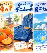 【10月26日は何の日】🍂柿の日👖デニムの日⚛️原子力の日のサムネイル