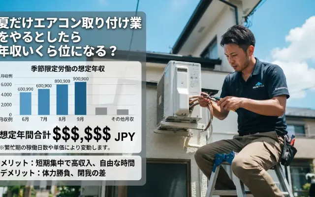【天国か地獄か】夏だけエアコン取付業をやると年収いくら？業界の闇とリアルのサムネイル