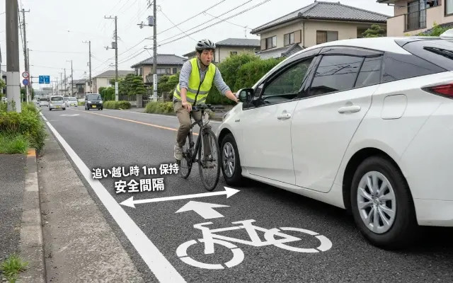 【詰み】「自転車から1m空けろ」←狭い日本でどうやれと？ドライバー全員がブチギレる本当の理由のサムネイル