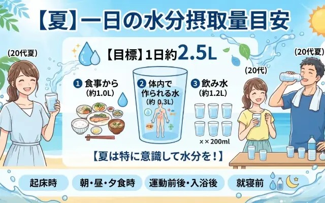 のどが渇いた時点で手遅れ？夏の正しい水の飲み方のサムネイル