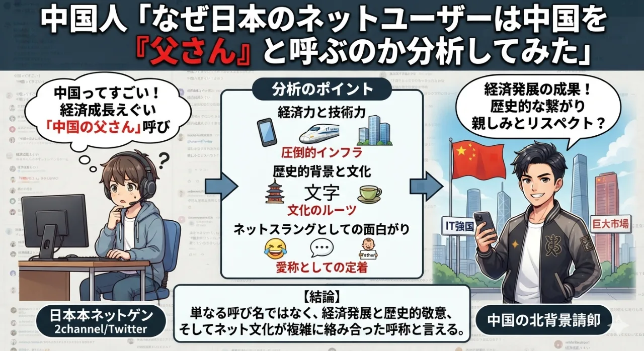 【悲報】中国人「日本のネット民、なぜ我が国を『父さん』と呼ぶのか…？」大真面目に分析した結果が斜め上すぎる件ｗｗｗのサムネイル