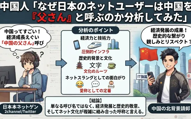 【悲報】中国人「日本のネット民、なぜ我が国を『父さん』と呼ぶのか…？」大真面目に分析した結果が斜め上すぎる件ｗｗｗのサムネイル