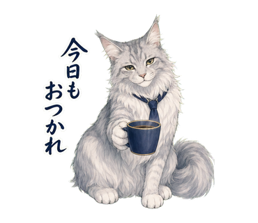 イケメン猫先輩の日常 今日もおつかれ の実物LINEスタンプ