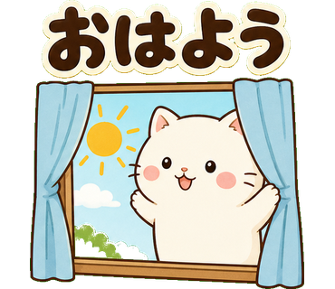 白ねこ先輩のやさしい敬語 おはよう の実物LINEスタンプ