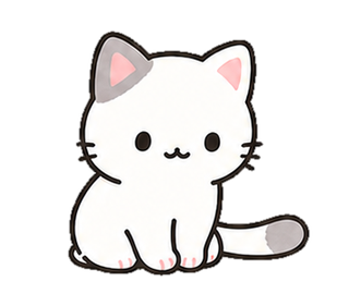 しろもち猫がしっぽで挨拶する実物アニメーションLINEスタンプ