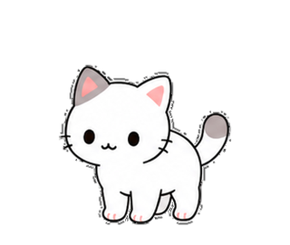 しろもち猫が驚いて毛玉のように膨らむ実物アニメーションLINEスタンプ