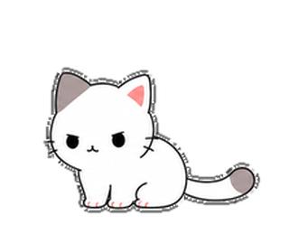 しろもち猫がしっぽを床へ打ちつける実物アニメーションLINEスタンプ