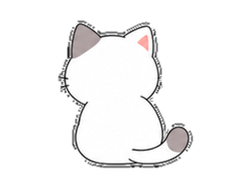 しろもち猫が手としっぽを振る実物アニメーションLINEスタンプ