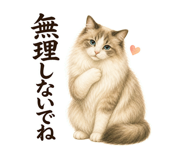 無理しないでねを伝える猫の静止画LINEスタンプ