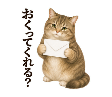おくってくれる？を伝える猫の静止画LINEスタンプ