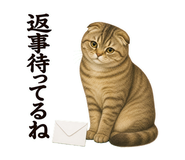 返事待ってるねを伝える猫の静止画LINEスタンプ