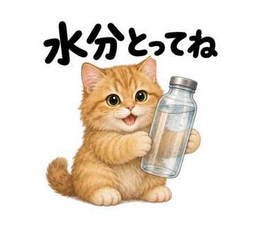 水分とってねを伝える猫の静止画LINEスタンプ