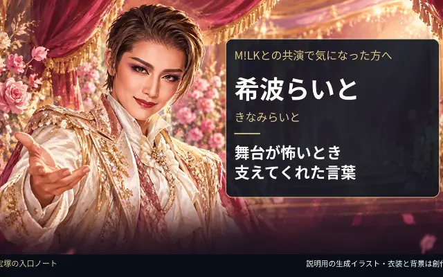 M!LKと共演、花組・希波らいとさん｜舞台への怖さを支えた言葉のサムネイル