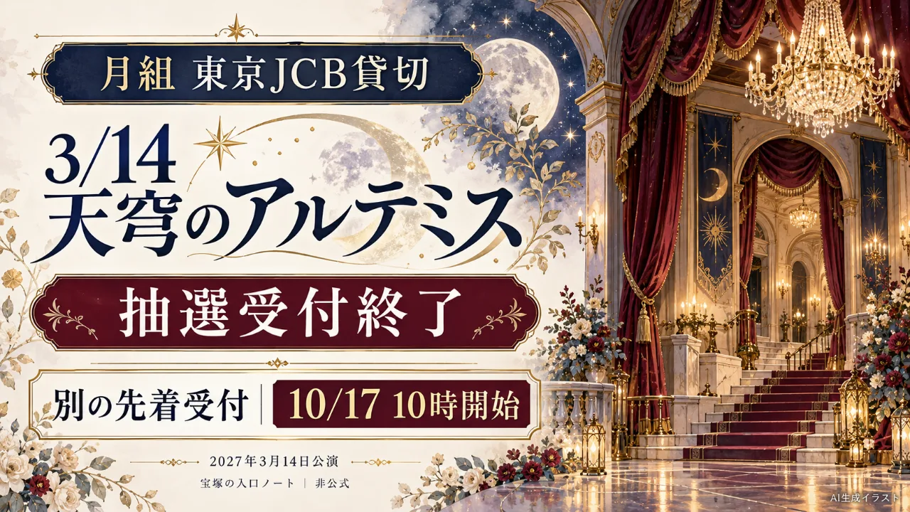 【抽選受付終了】月組東京JCB貸切｜結果確認と10/17先着のサムネイル