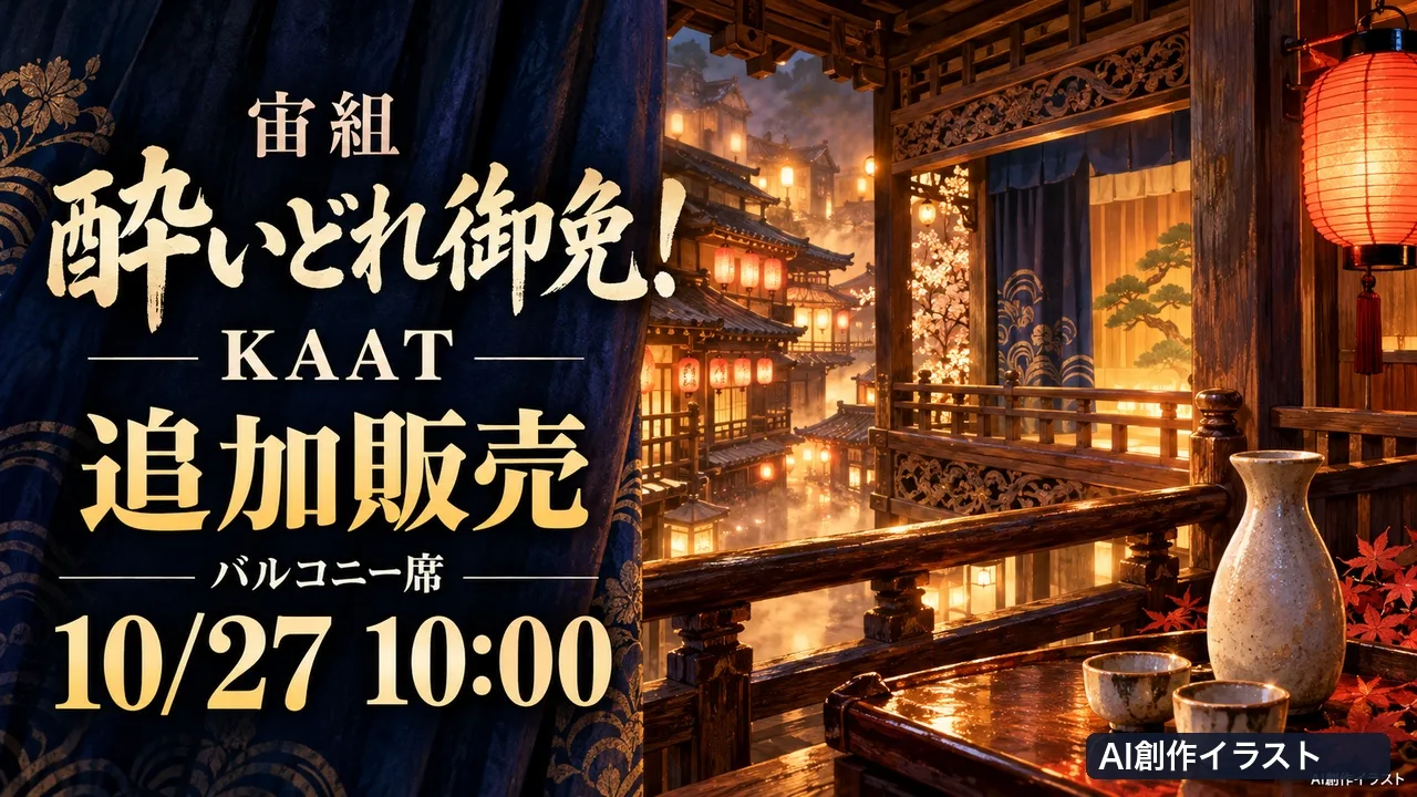 酔いどれ御免！KAAT｜10/27バルコニー席追加販売のサムネイル