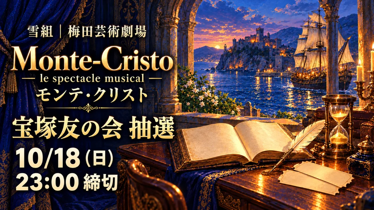 雪組「モンテ・クリスト」梅芸・友の会抽選は10/18締切のサムネイル