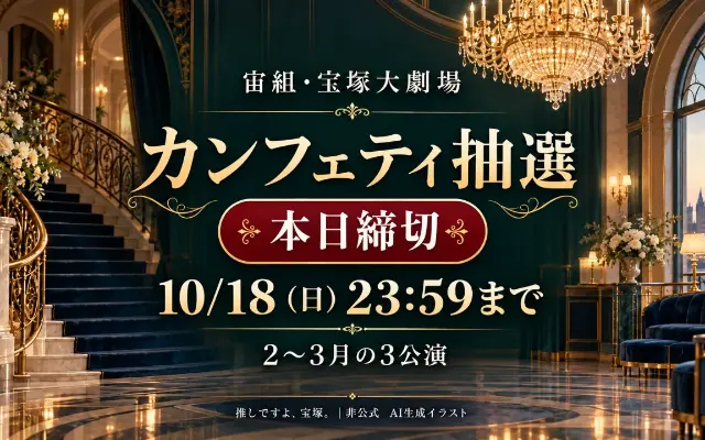 【抽選受付終了】宙組カンフェティ｜宝塚大劇場3公演のサムネイル
